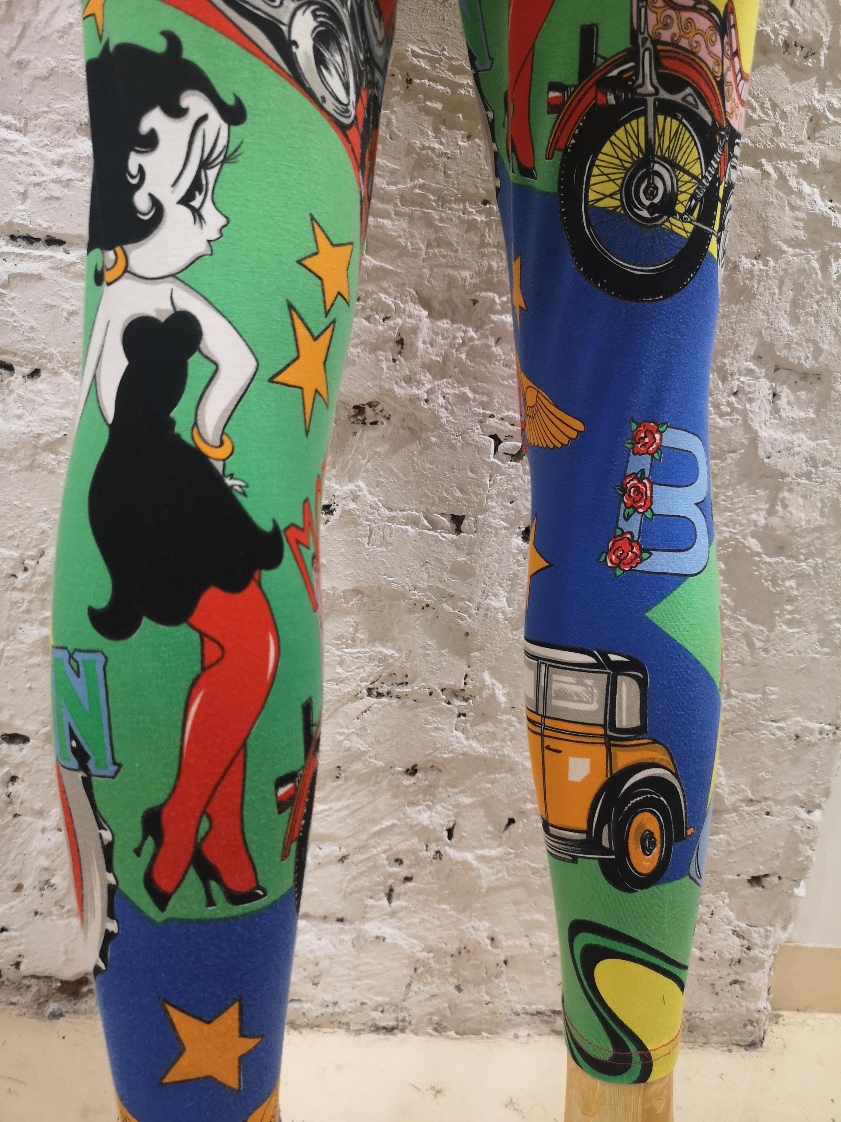 1992 Gianni Versace Betty Boop cartoon pop art print cotton leggins 1
