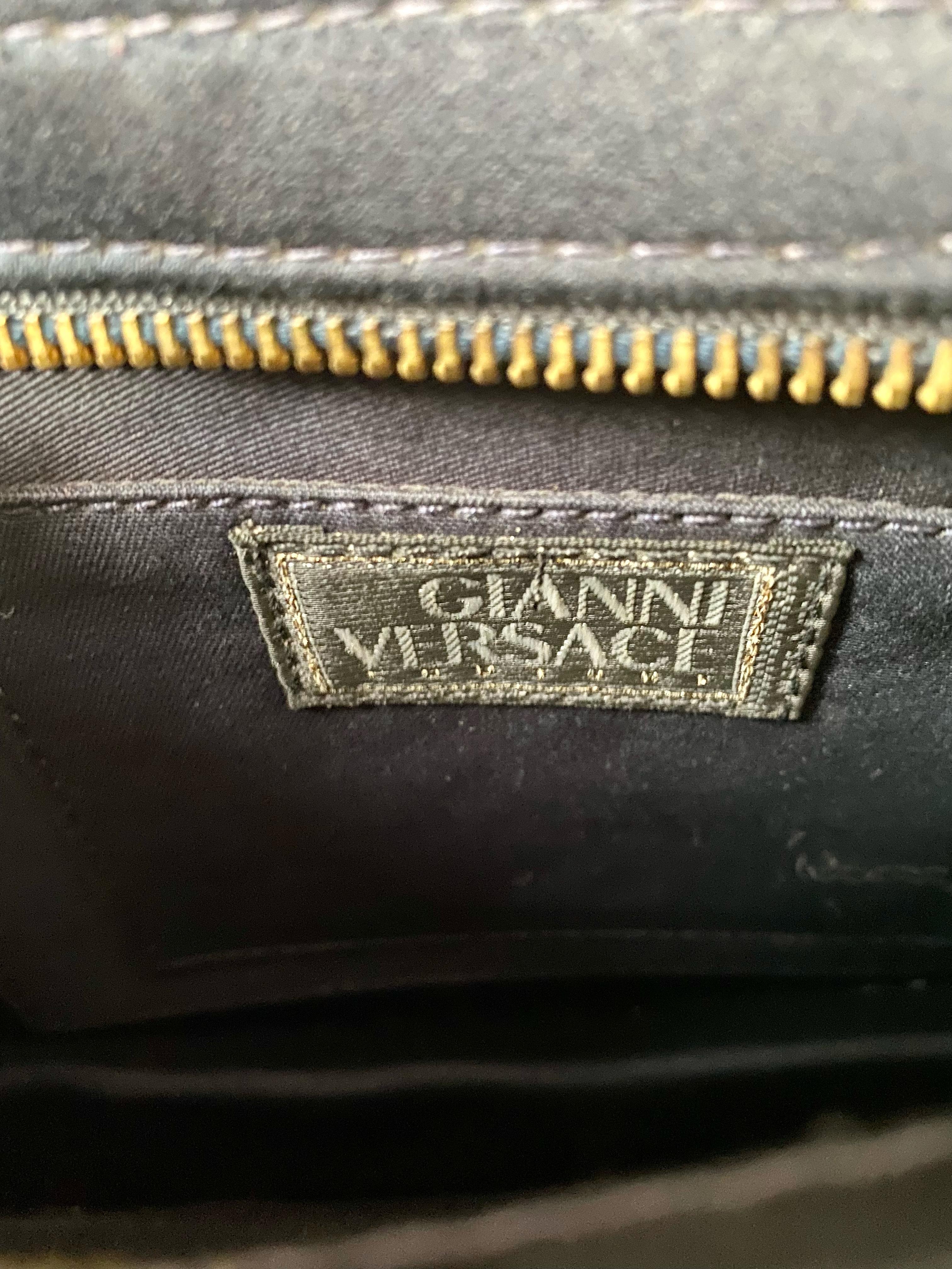 F/W 1992 Gianni Versace Couture Blue Satin Gold and Rhinestone Medusa ...