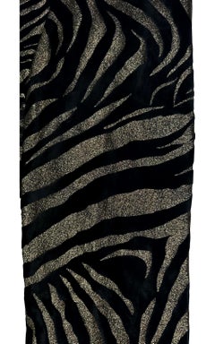 1992 Gianni Versace Gold Glitter Animal Pattern Stretch Black Velvet Leggings
