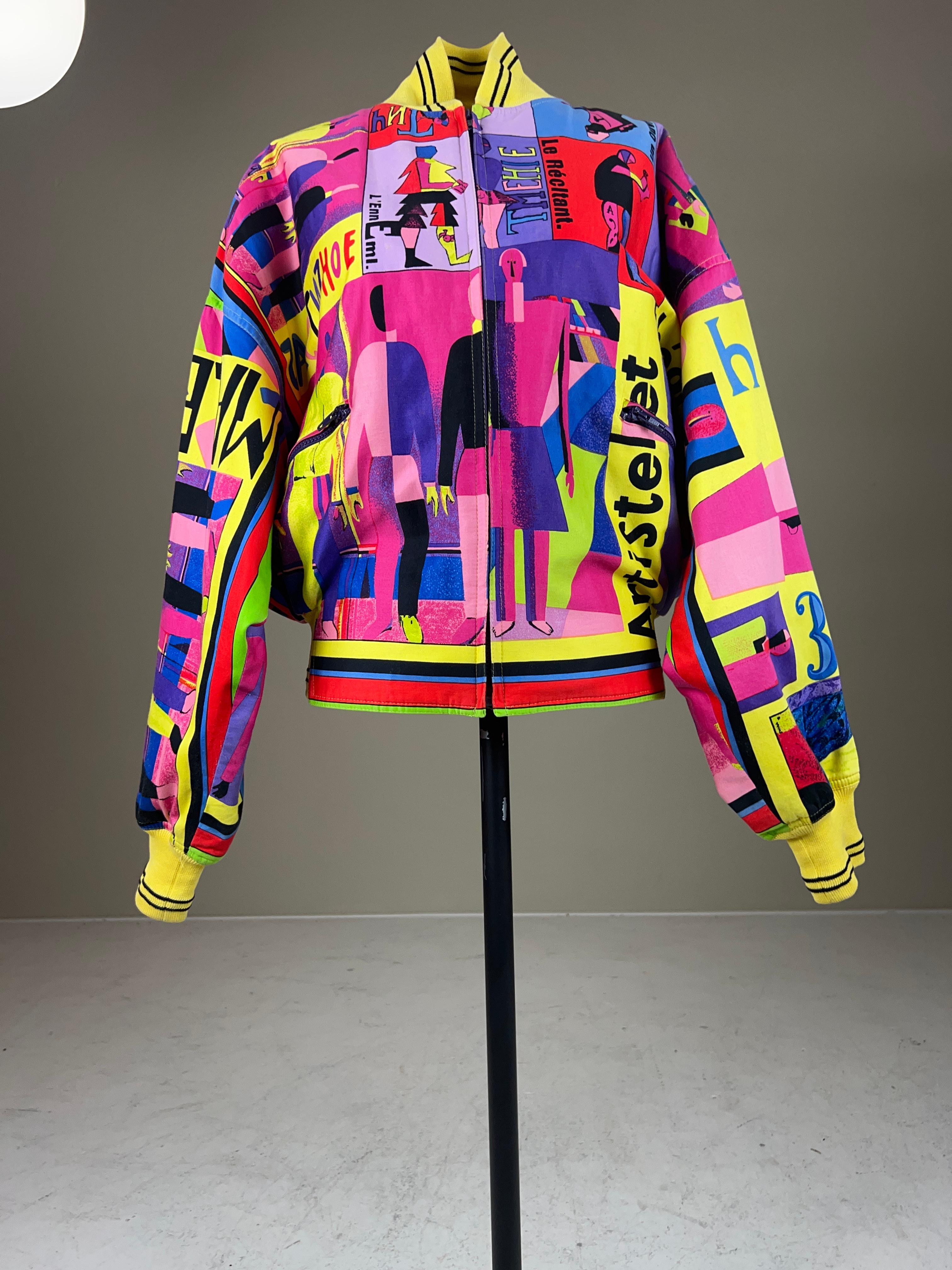 1992 Gianni Versace 'Malevich' inspired unisex bomber jacket For Sale 7