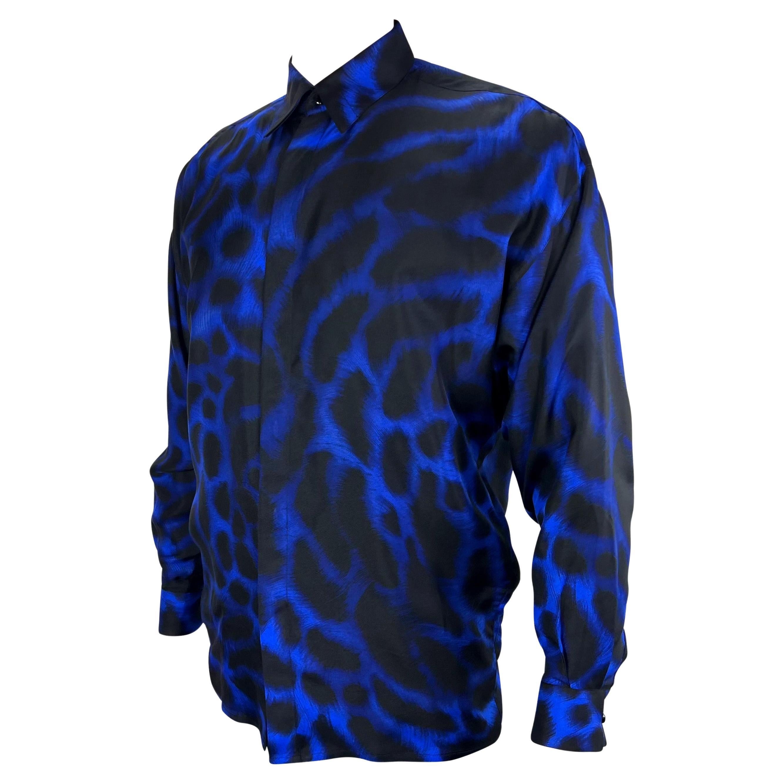 blue silk button down shirt