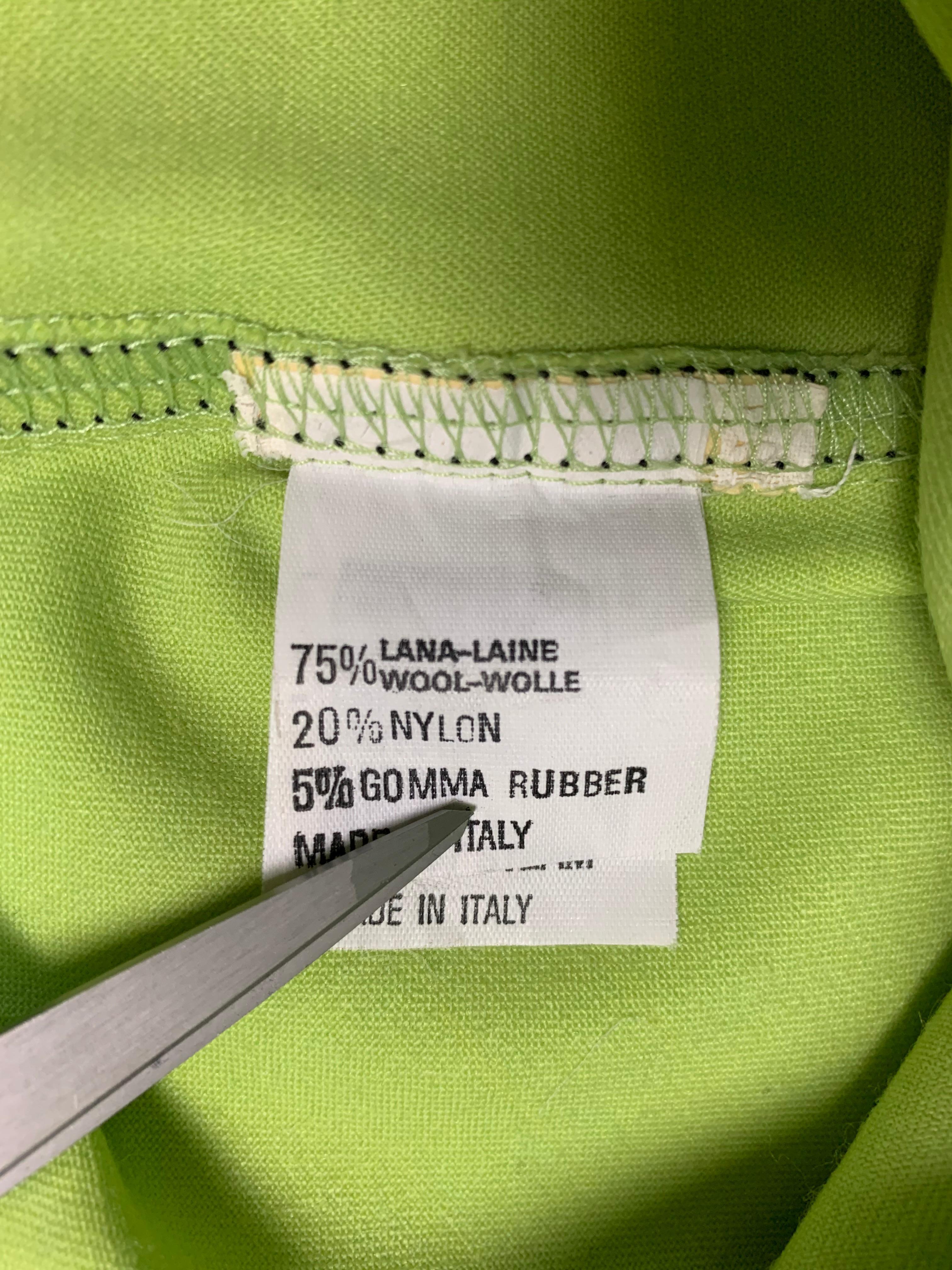 Women's 1992 Gianni Versace Neon Green L/S Bodycon Mini Dress