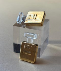 1992 Gold Toned “Coco” Perfume Bottle Clip On Earrings