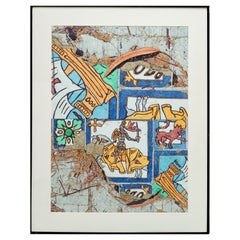 Heraldischer Pop-Art- Stift, Tinte und Aquarell von Dorothy Churchill-Johnson aus dem Jahr 1992