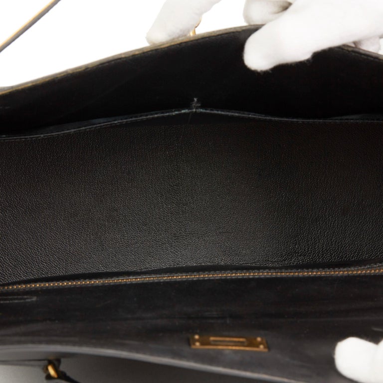 1992 Hermès Black Box Calf Leather Vintage Kelly 32cm at 1stDibs