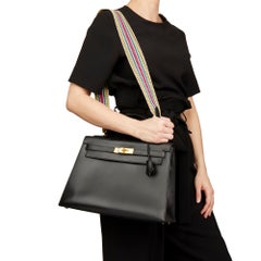 1992 Hermès Black Box Calf Leather Vintage Kelly 32cm