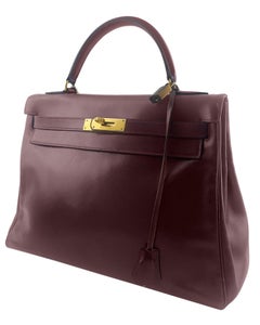 1992 Hermès Bordeau 32 cm box Leather Retourne Kelly Bag