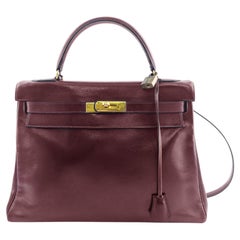 1992 Hermès Bordeau 32 cm box Leather Retourne Kelly Bag