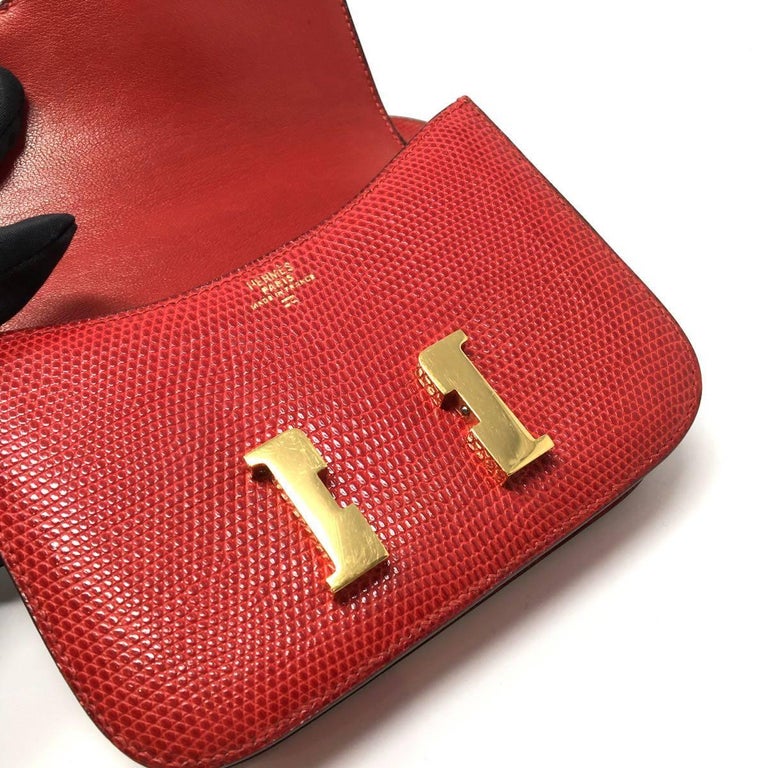 Constance lizard handbag Hermès Red in Lizard - 18060467