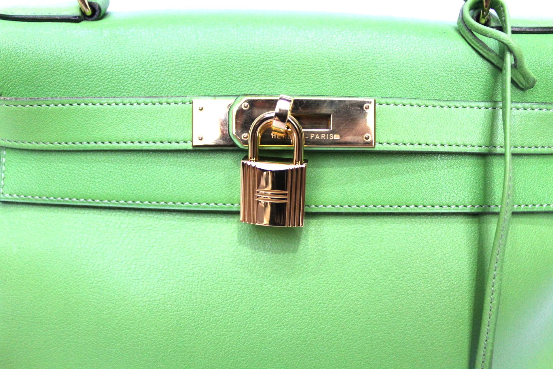 1992 Hermès Green Apple Leather Kelly 28 Bag 1