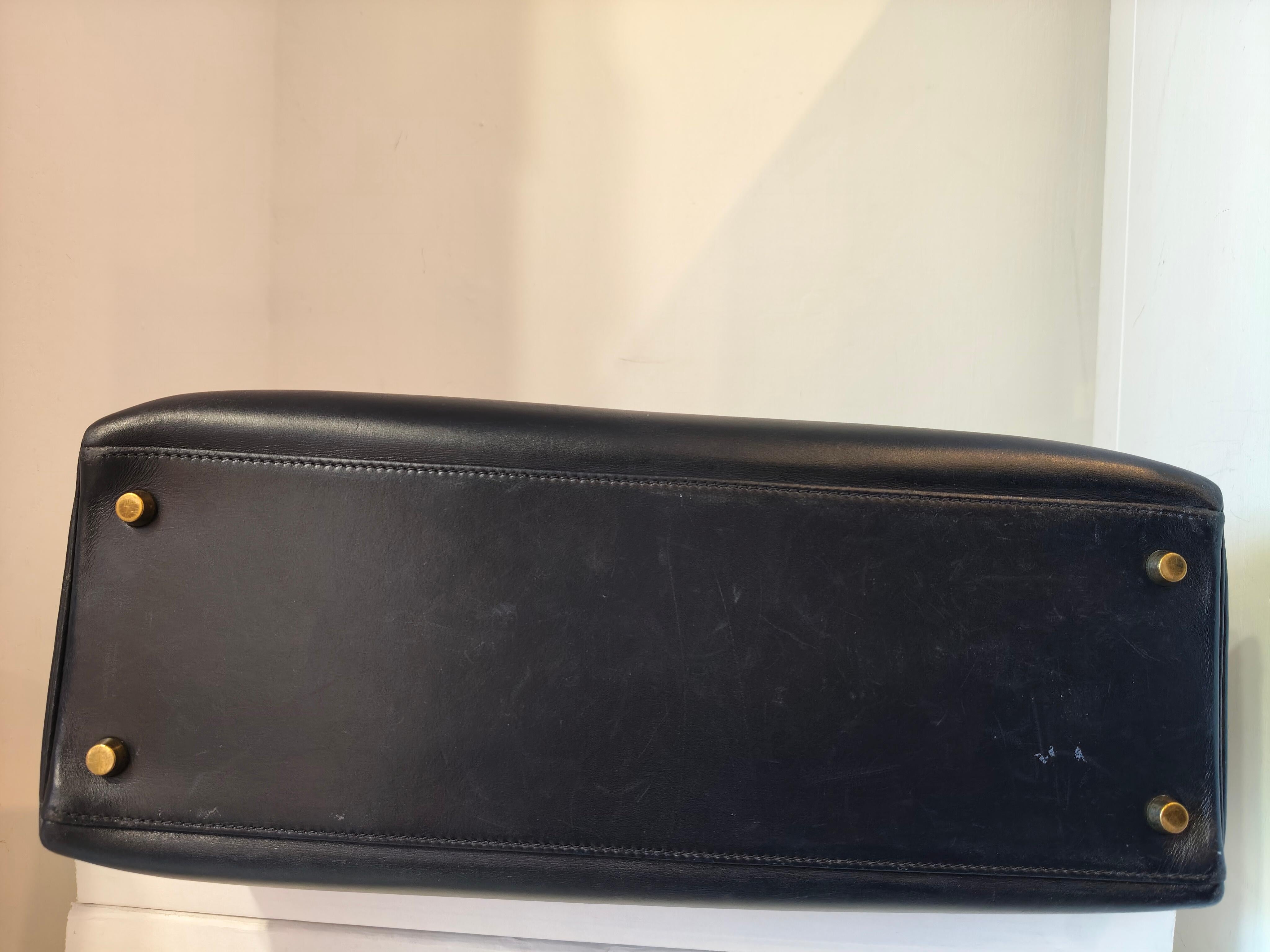 1992 Hermes Kelly  dark Blue navy size 35 For Sale 3