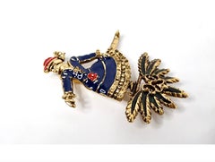 1992 Hermes "Skater" Gołd Tonę Enamel Brooch