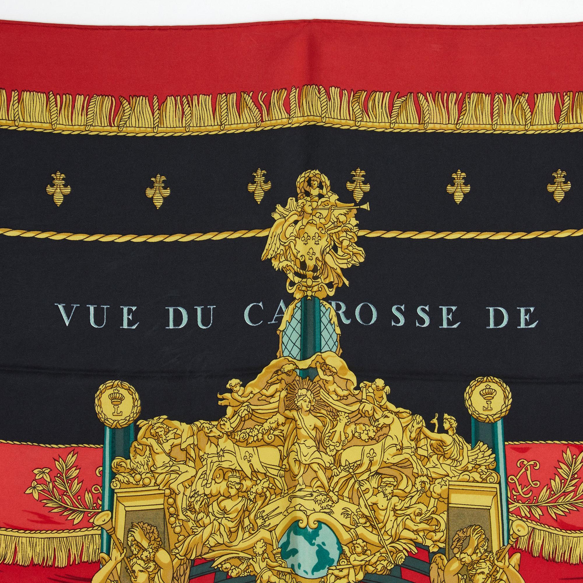 1992 Hermes Vue du Carrosse de la Galere Rotes Tuch Carre 90 im Zustand „Gut“ im Angebot in PARIS, FR