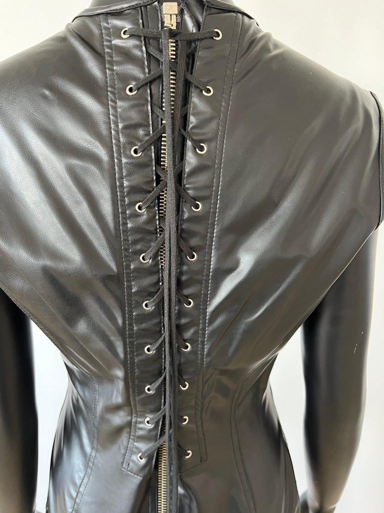 1992 Jean Paul Gaultier Dominatrix Vinyl Skin Corset Zipper Bodycon Dress  For Sale at 1stDibs