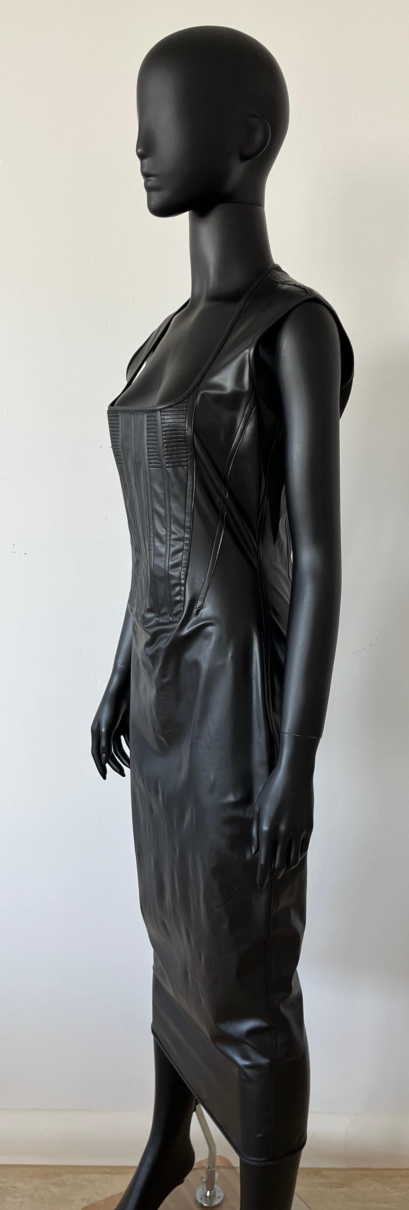 1992 Jean Paul Gaultier Dominatrix Vinyl Skin Corset Zipper Bodycon Dress For Sale 3