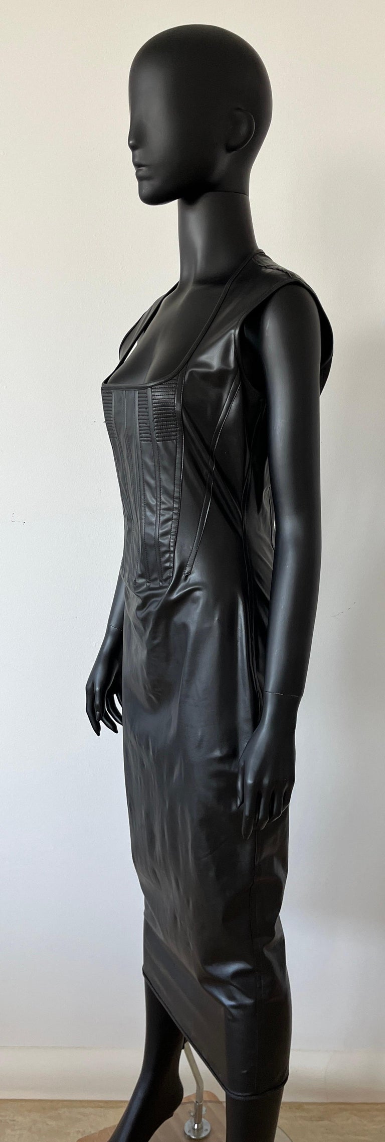 1992 Jean Paul Gaultier Dominatrix Vinyl Skin Corset Zipper Bodycon Dress  For Sale at 1stDibs