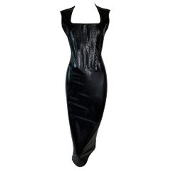 1992 Jean Paul Gaultier Dominatrix Vinyl Skin Corset Zipper Bodycon Dress