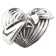1992 Lagos Caviar Sterling Silver AIDS Project Heart Ribbon Brooch