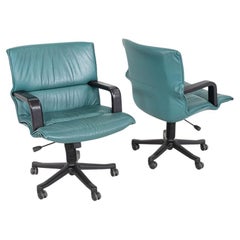 1992 Metropolitan Furniture Turquoise Leather 735 Desk Chair 6x Available