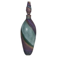 1992 Modernity Purple & Teal Swirl Pottery Overscale Bottle or Floor Vessel Signed