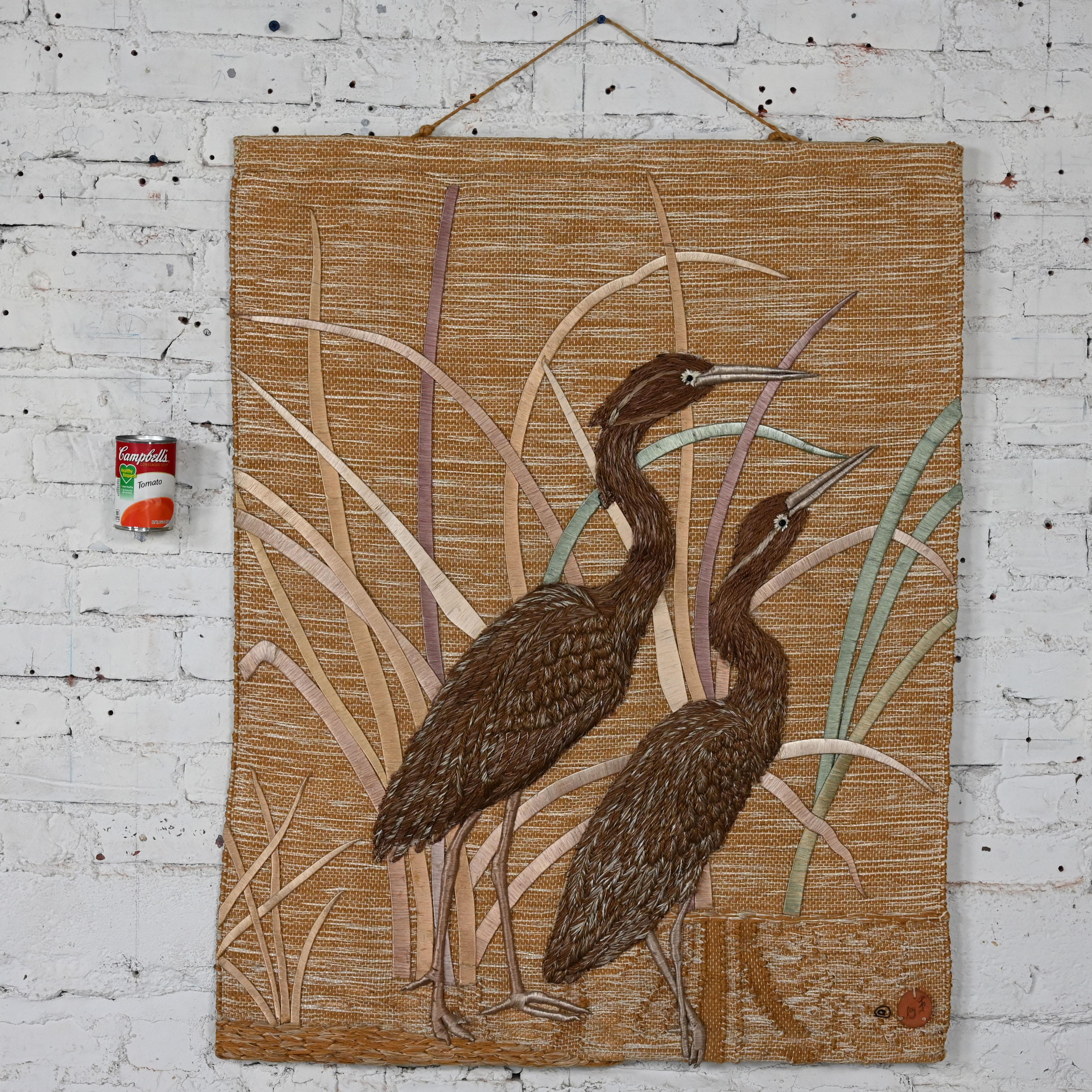 1992 Modern Textile Woven Cranes & Grass Wall Hanging #418 by Don Freedman  For Sale 15