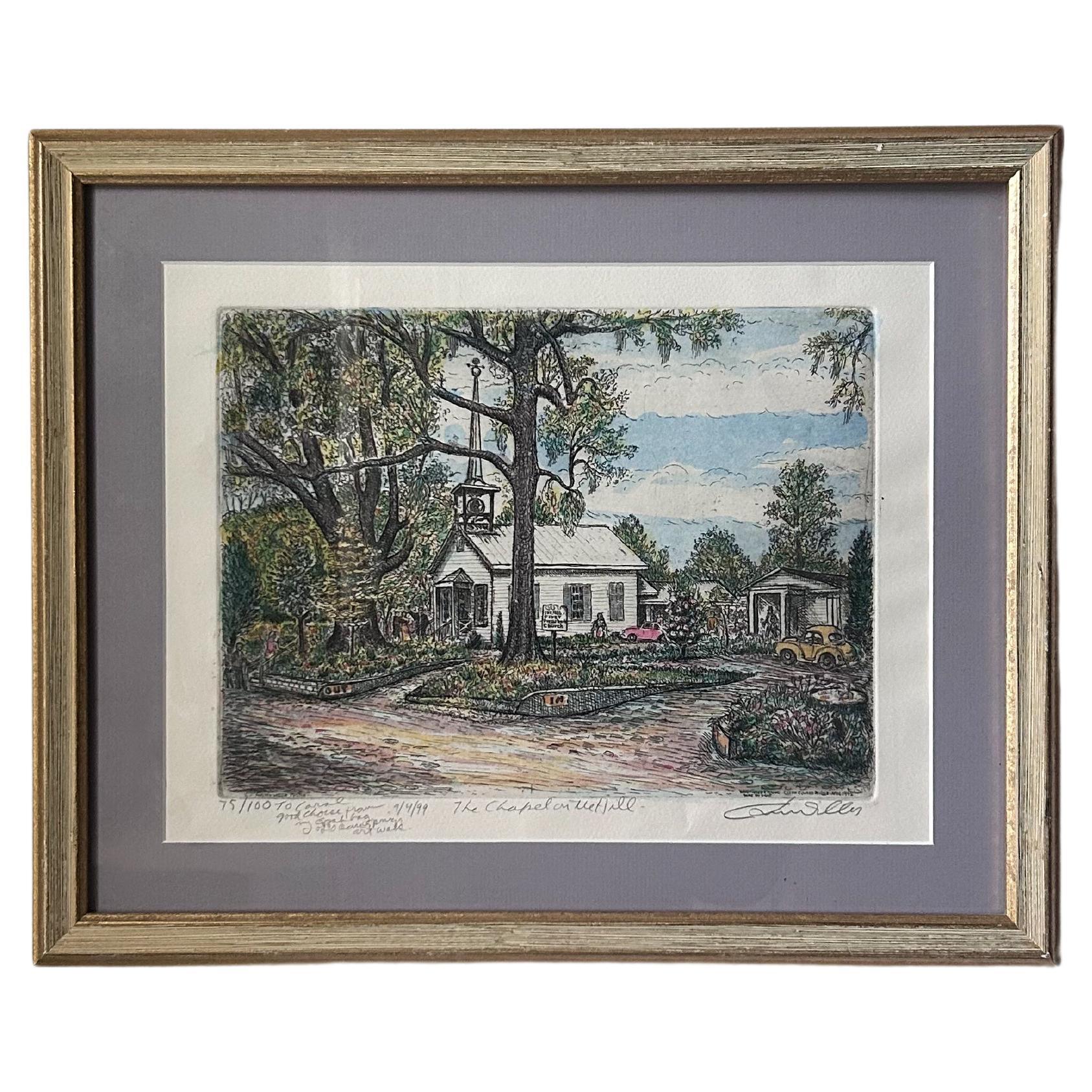 1992 New Orleans Artist Etching of Local Landmark For Sale