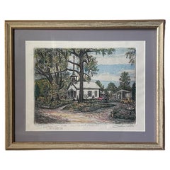 Vintage 1992 New Orleans Artist Etching of Local Landmark