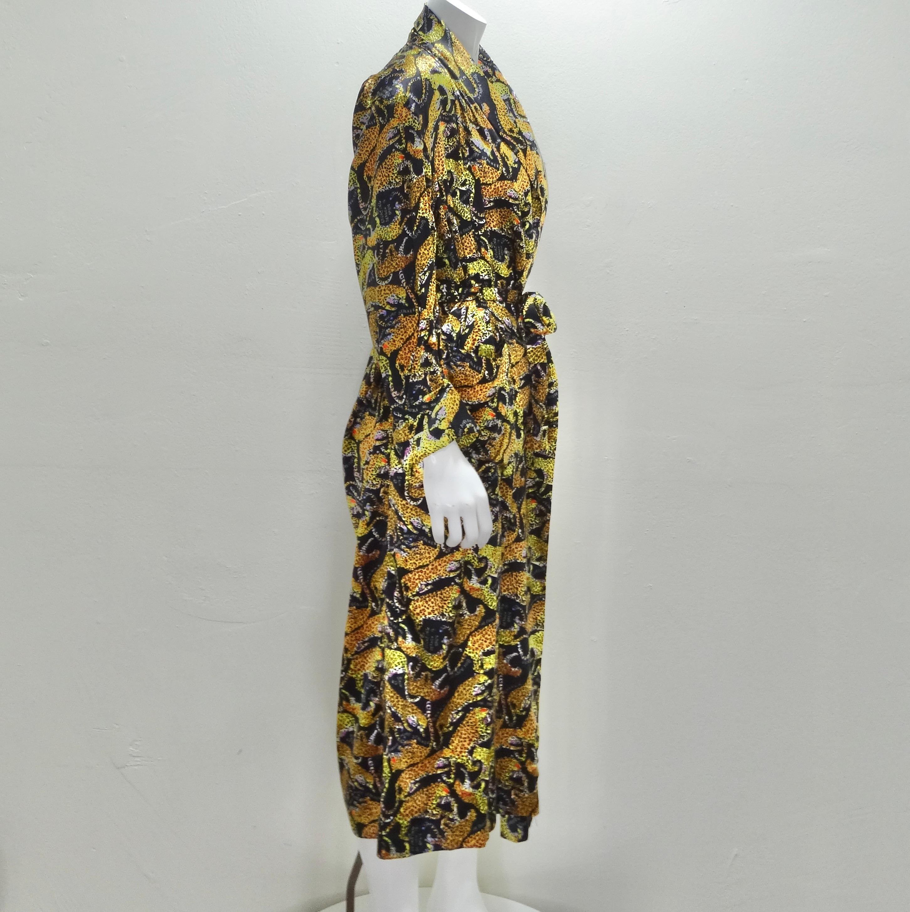 1992 Nicole Miller Cheetah Print Silk Robe For Sale 1