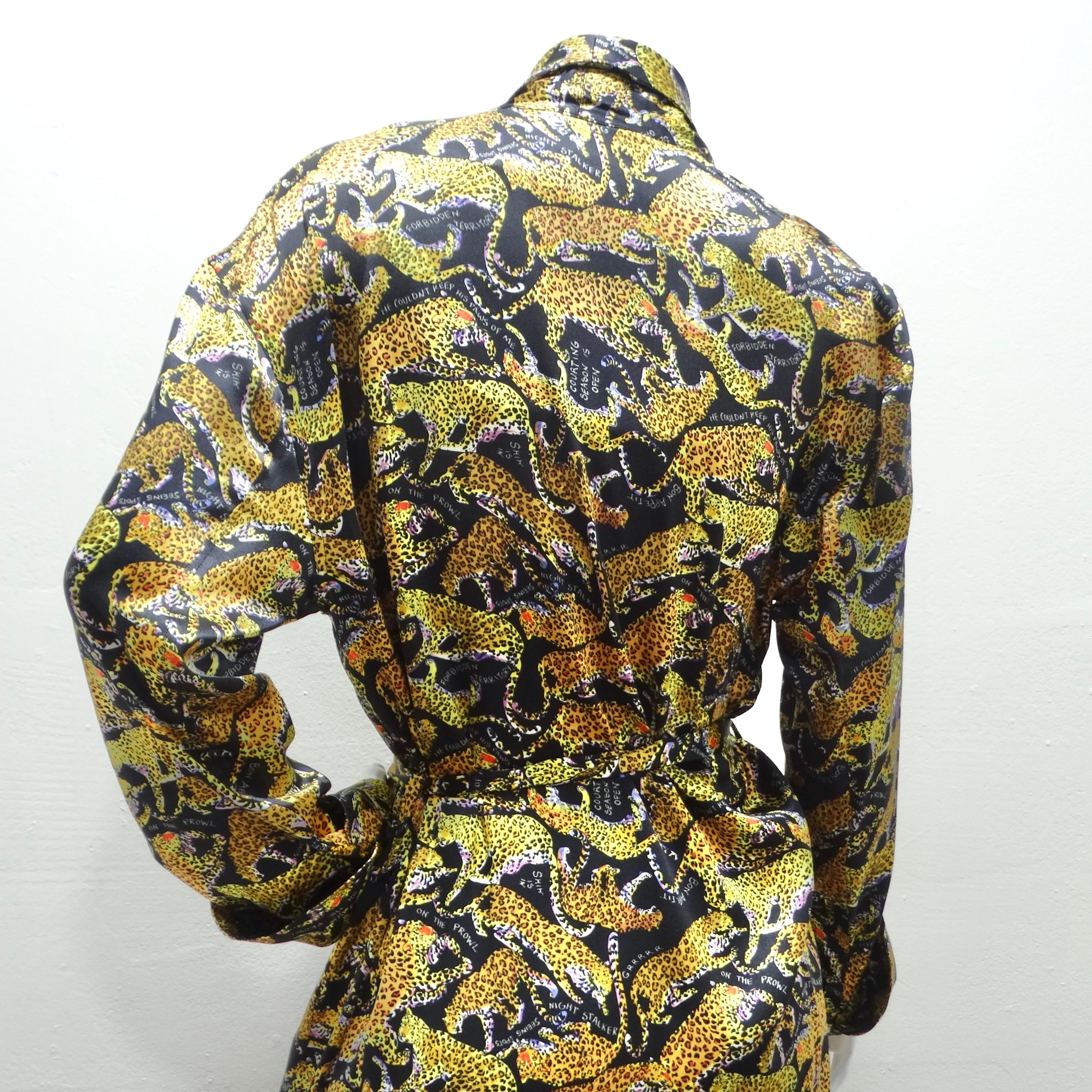 1992 Nicole Miller Cheetah Print Silk Robe For Sale 2