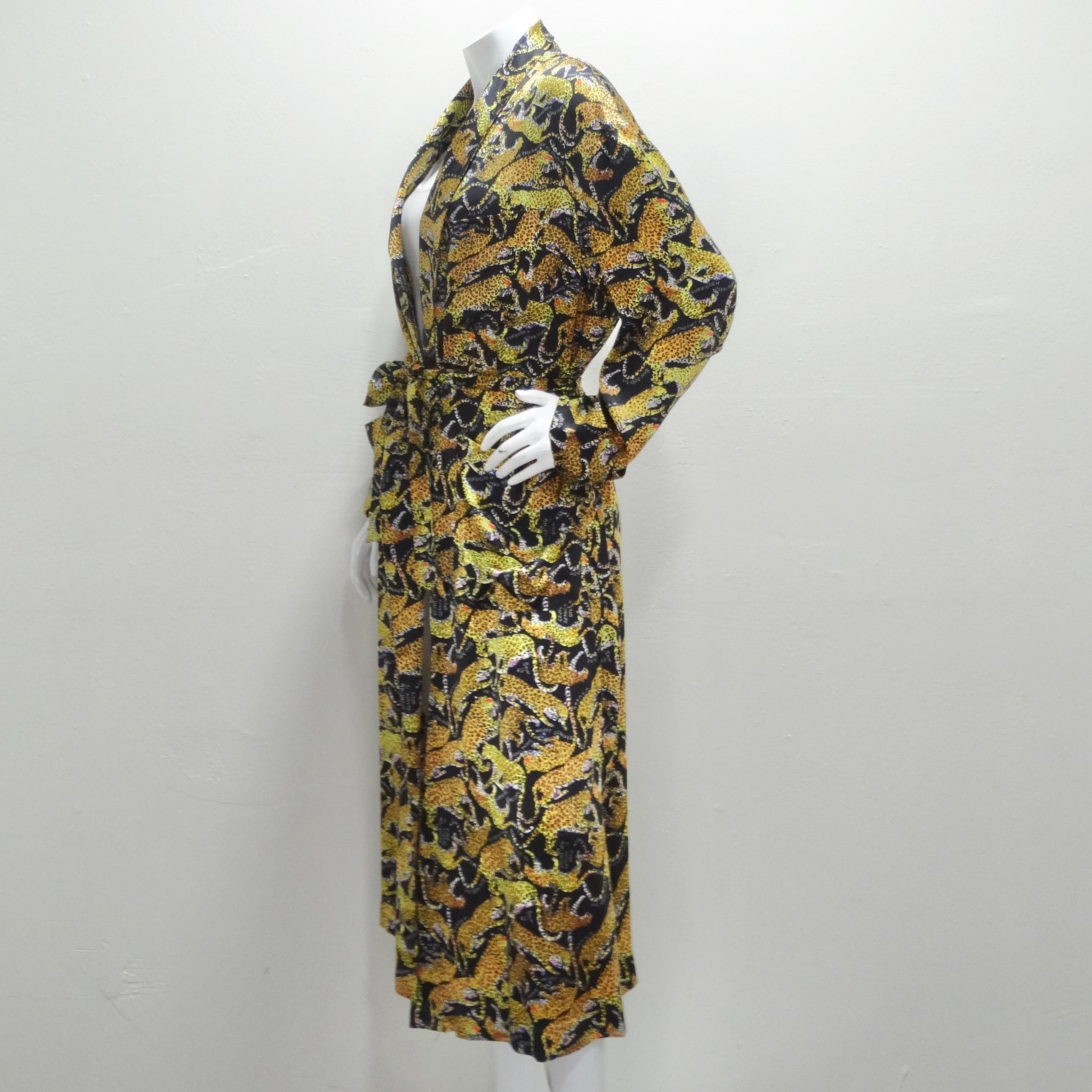 1992 Nicole Miller Cheetah Print Silk Robe For Sale 4