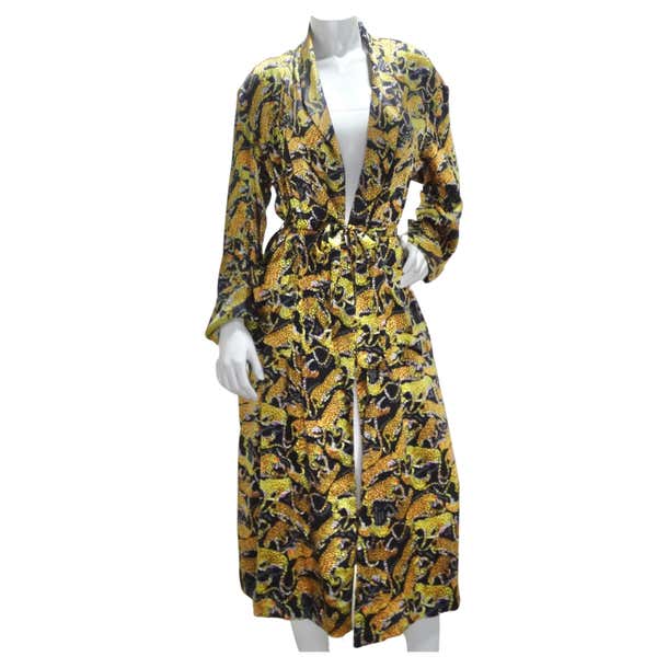 1992 Nicole Miller Cheetah Print Silk Robe For Sale at 1stDibs