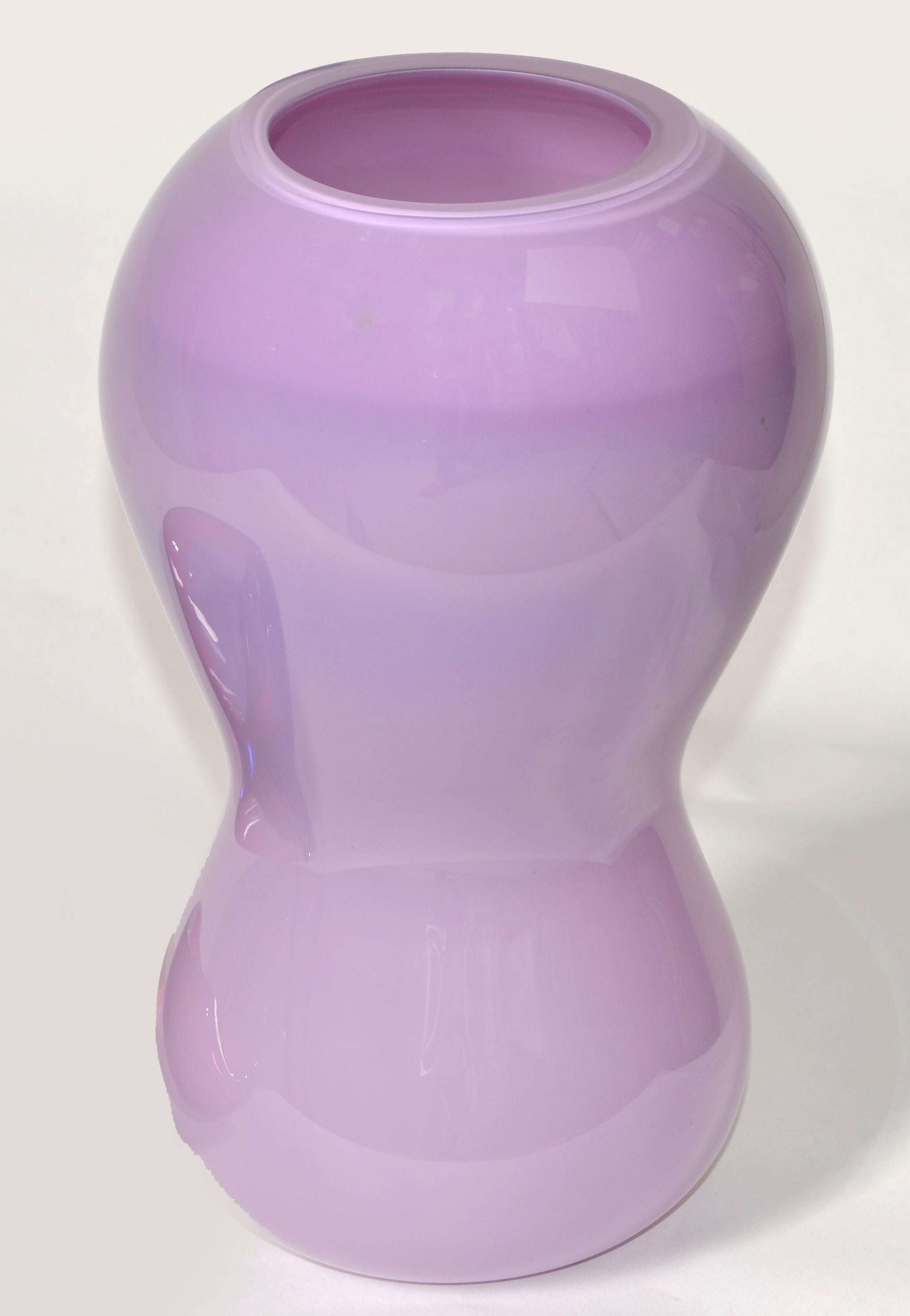 1992 Nigel Coates England Moderne Vase aus lavendelfarbenem Kunstglas mit Intarsien Salvati Italien   im Angebot 5