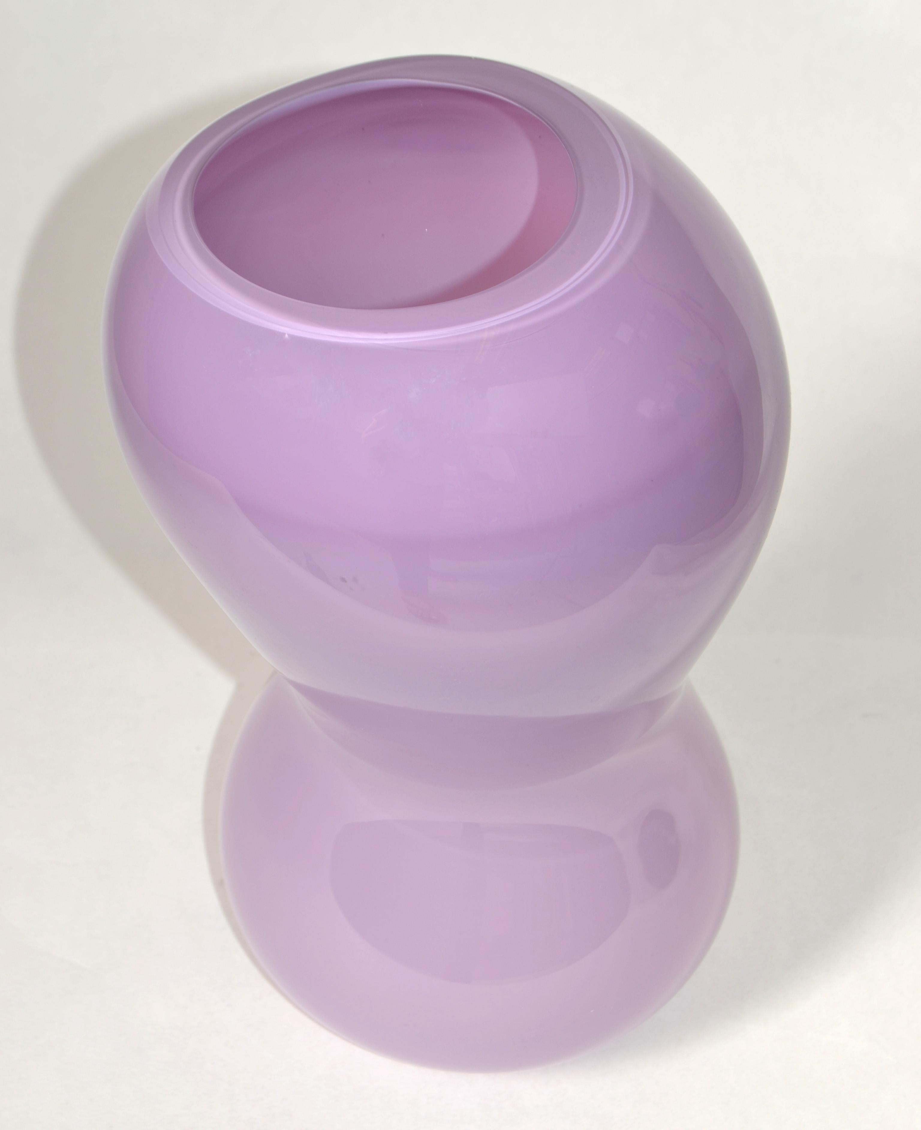 Hand-Crafted 1992 Nigel Coates England Modern Encased Lavender Art Glass Vase Salvati Italy   For Sale