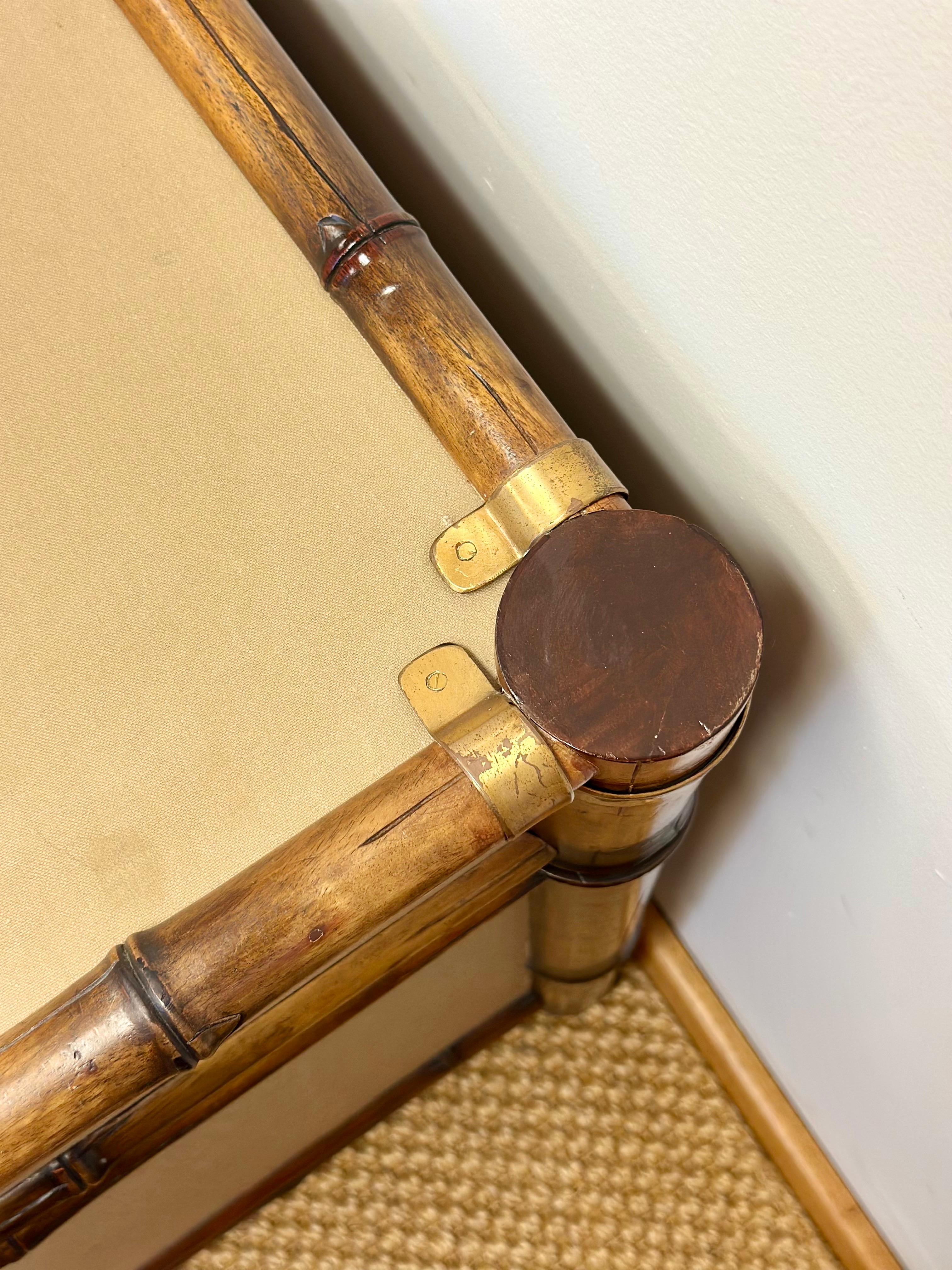 1992 Rare bureau de campagne en toile et faux bambou de Ralph Lauren, en laiton en vente 9