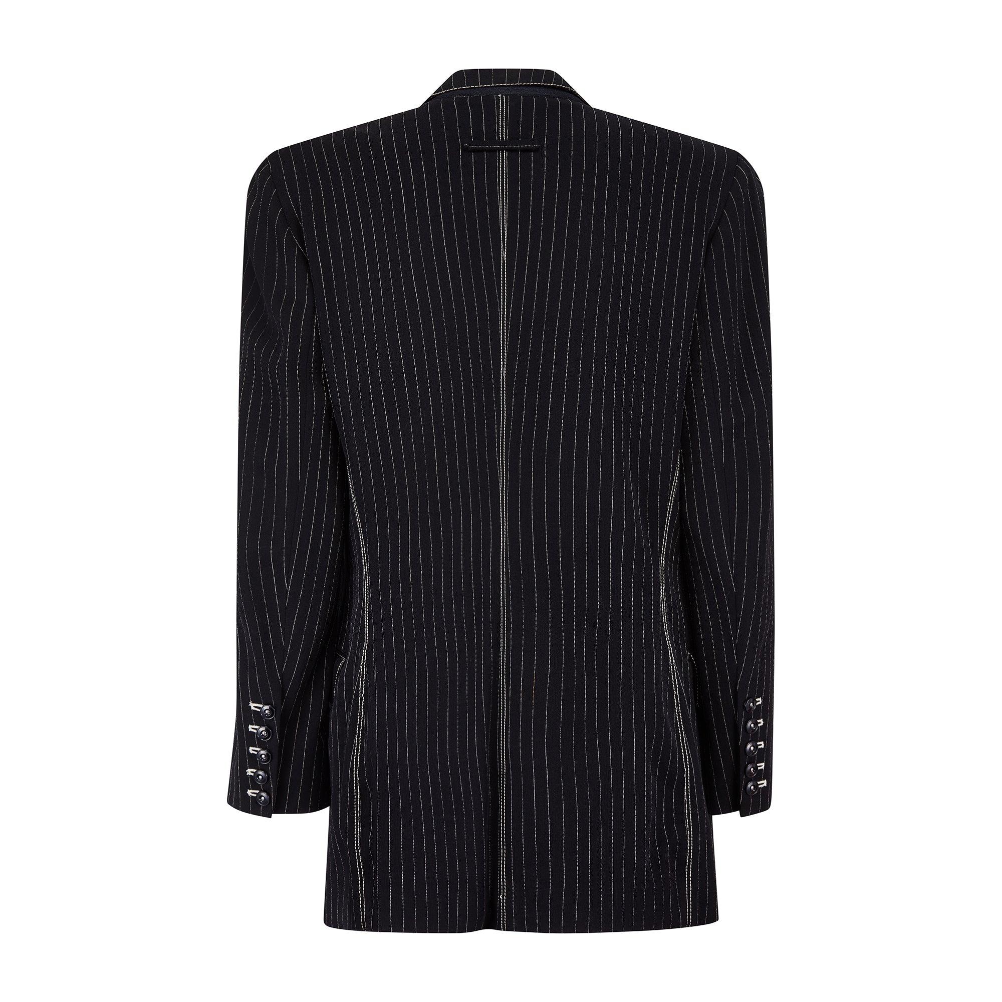 1992 Runway Documented Jean Paul Gaultier Black Pinstripe Jacket In Excellent Condition For Sale In London, GB