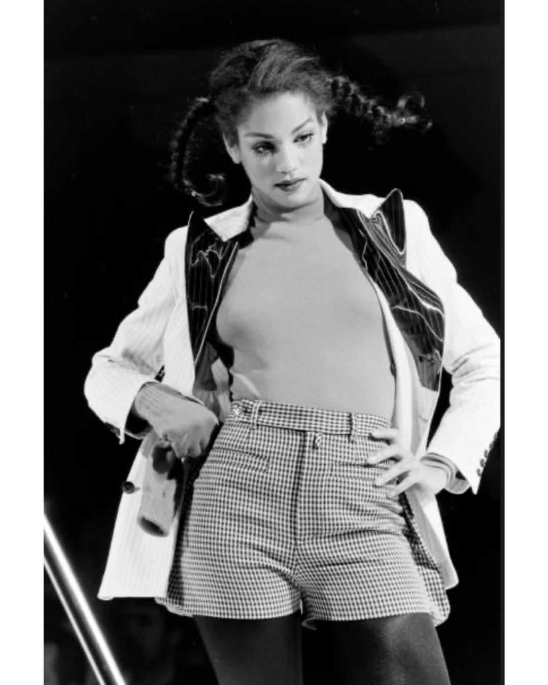 1992 Runway Documented Jean Paul Gaultier Black Pinstripe Jacket For Sale 3