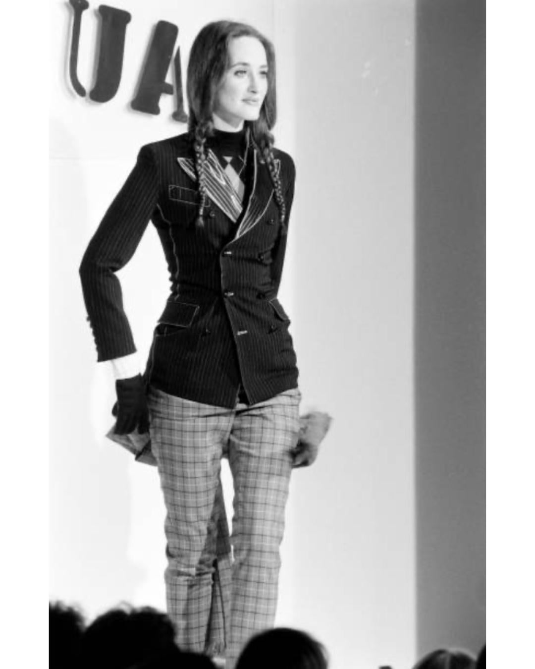 1992 Runway Documented Jean Paul Gaultier Black Pinstripe Jacket For Sale 4