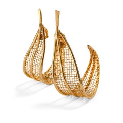 1992 Laufsteg Guy Laroche Haute Couture Gold Übertriebener Reif-Ohrring