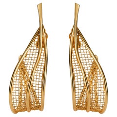 1992 Pasarela Guy Laroche Alta Costura Pendientes de aro exagerados de oro