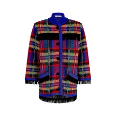 1992 Runway Yves Saint Laurent Tartan Wool Jacket