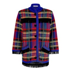 1992 Laufsteg Yves Saint Laurent Tartan-Wolljacke 1992 Laufsteg Yves Saint Laurent Tartan-Wolljacke