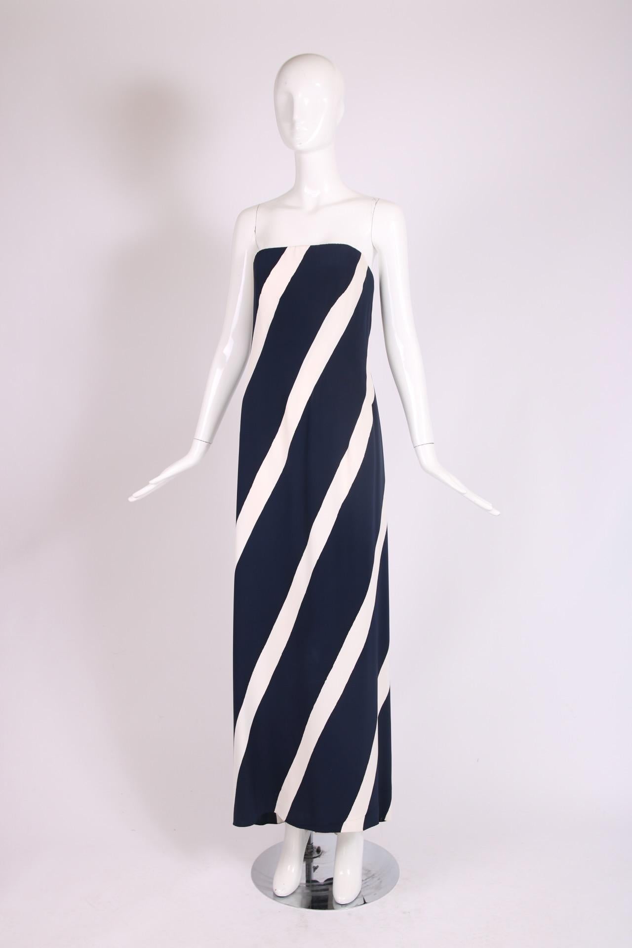 1992 F/S Yves Saint Laurent YSL Haute Couture Gestreiftes Seidenkleid Nr.67074 Damen im Angebot