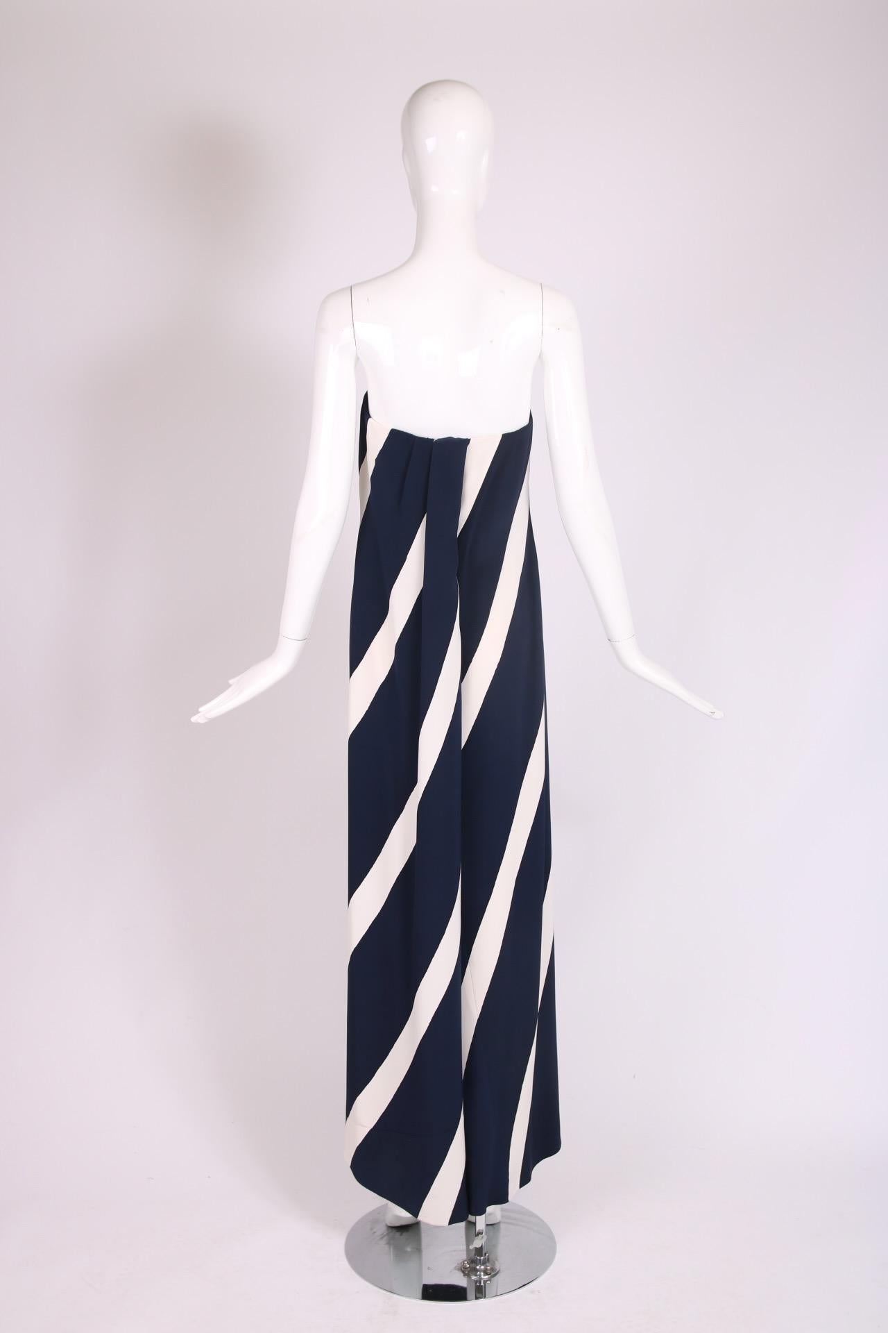 1992 F/S Yves Saint Laurent YSL Haute Couture Gestreiftes Seidenkleid Nr.67074 im Angebot 1