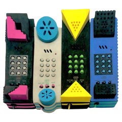 1992 Set von 4 Canetti Postmodernen Memphis Phone Telephone Kollektion