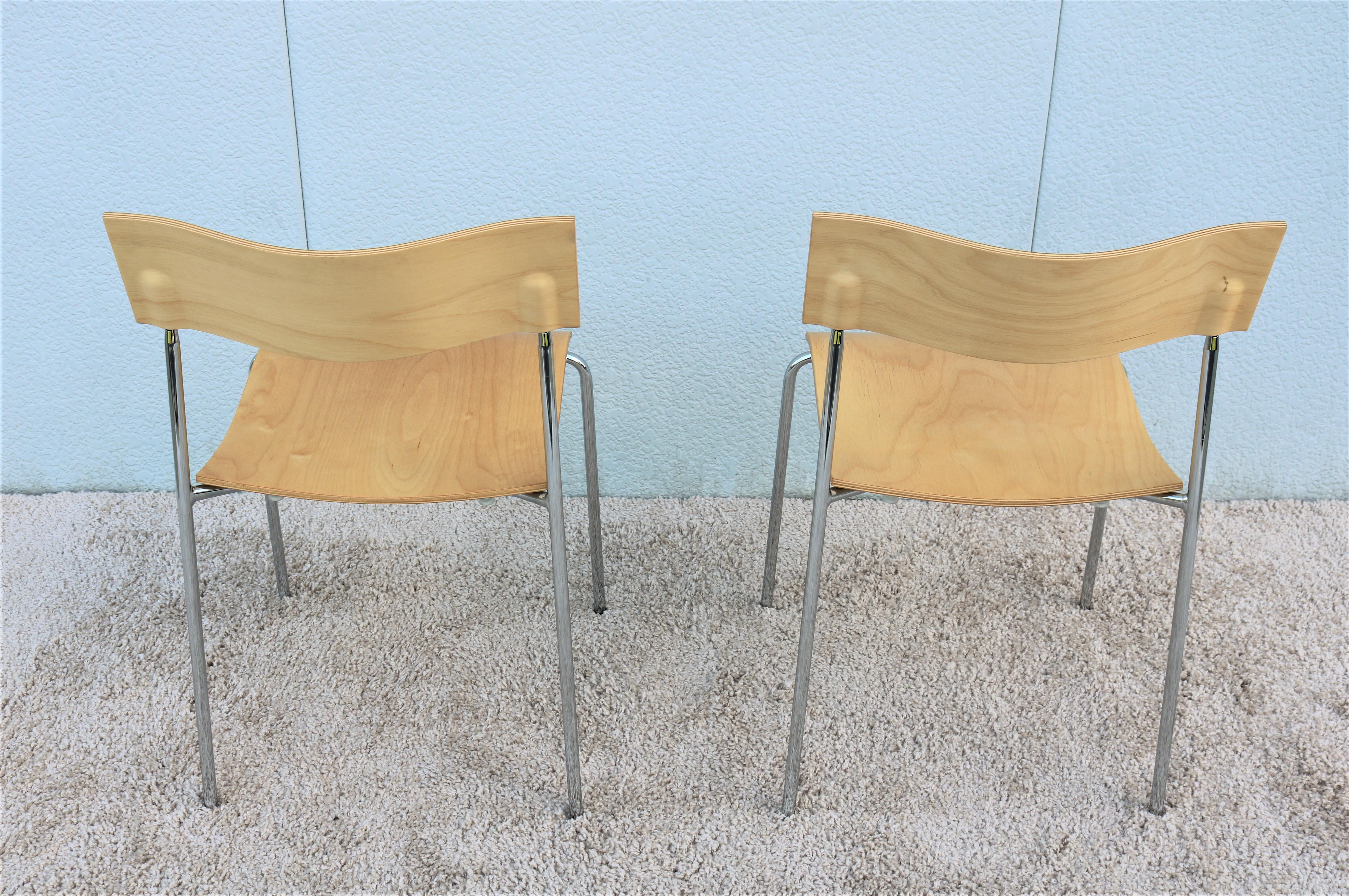 Acier Paire de chaises campus AB modernes de Johannes Foersom pour Lammhults, Suède, 1992 en vente