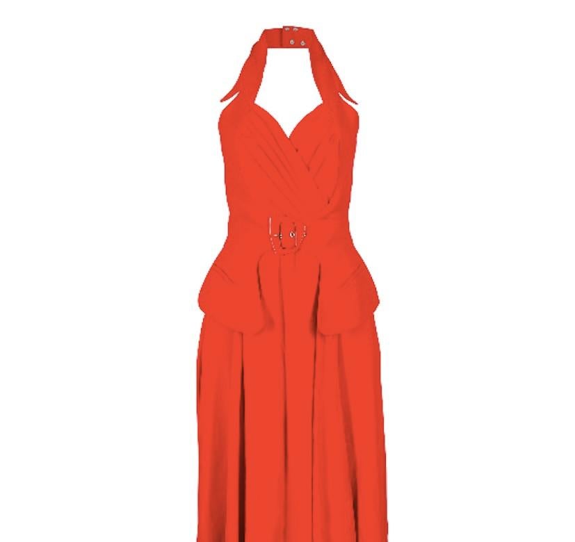 Robe rouge à col bénitier Thierry Mugler Couture, 1992 en vente 1