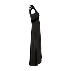 1992 Thierry Mugler Runway Black Satin and Velvet Maxi Dress