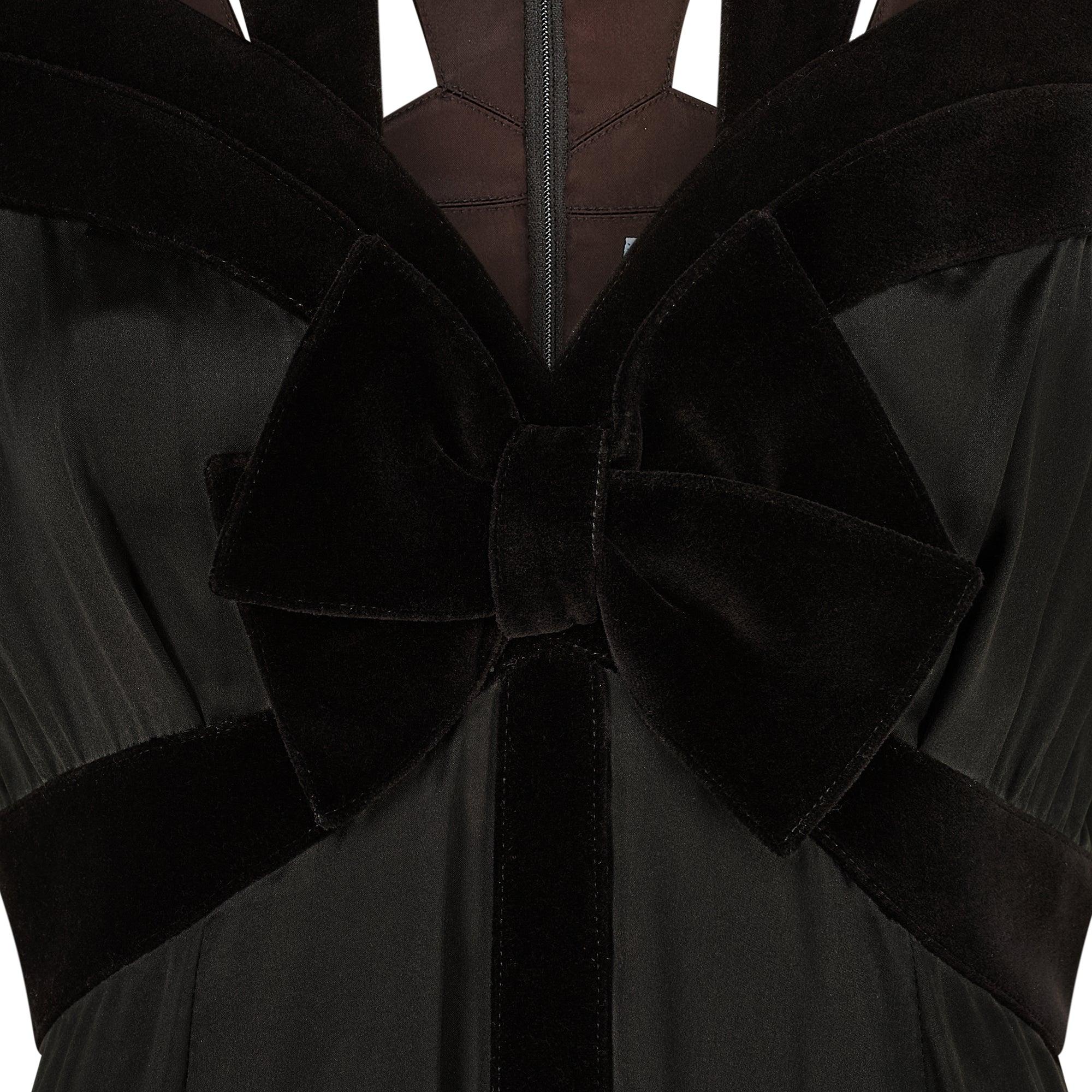 Women's 1992 Thierry Mugler Runway Black Satin and Velvet Maxi Dress For Sale