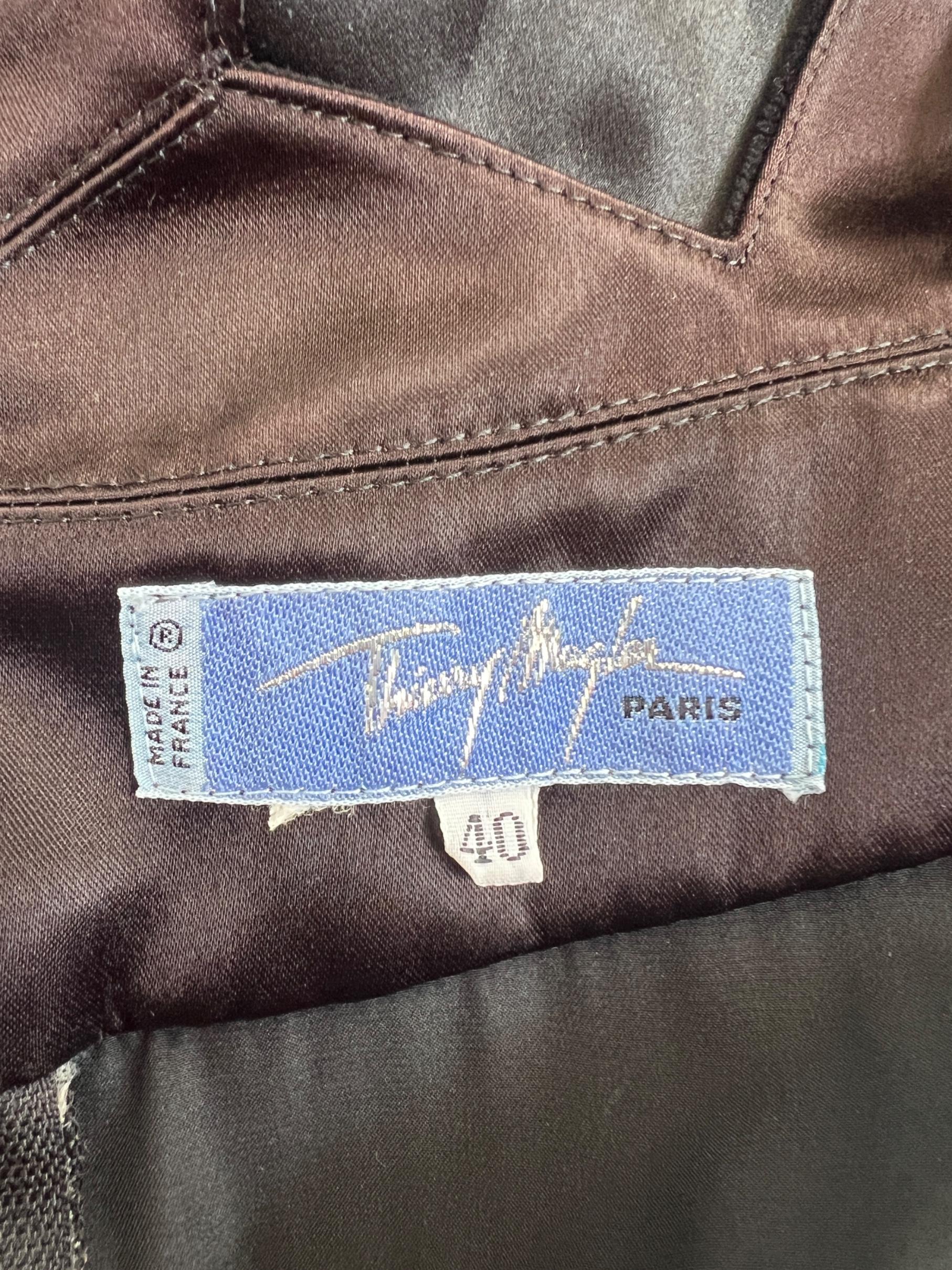 1992 Thierry Mugler Runway Black Satin and Velvet Maxi Dress For Sale 1