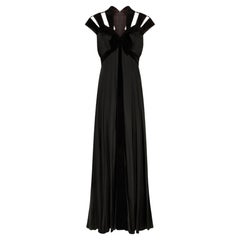 Vintage 1992 Thierry Mugler Runway Black Satin and Velvet Maxi Dress